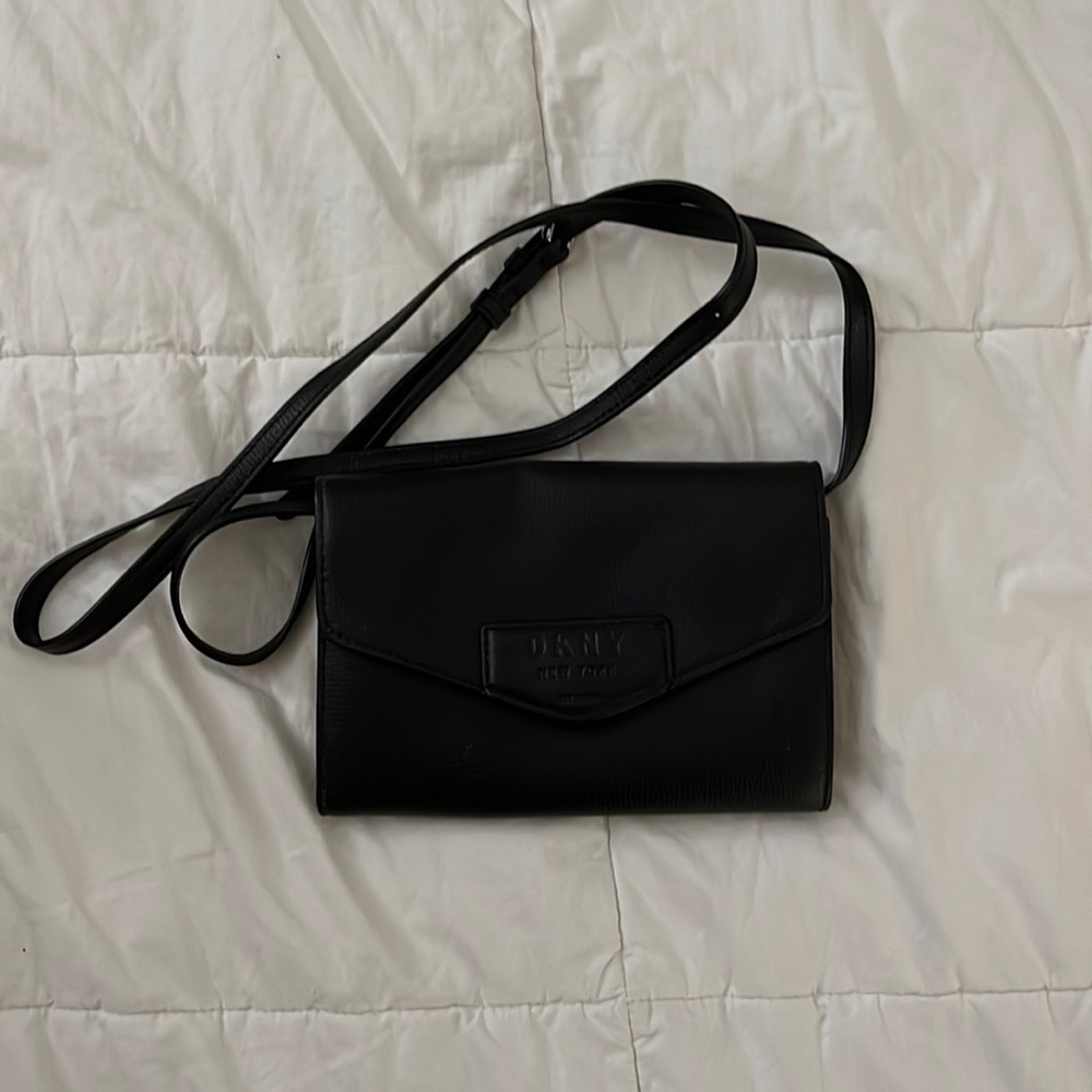 Small leather Black DKNY shoulder bag